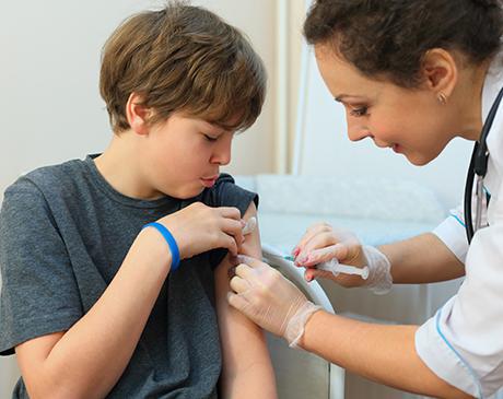 Boy getting immunization