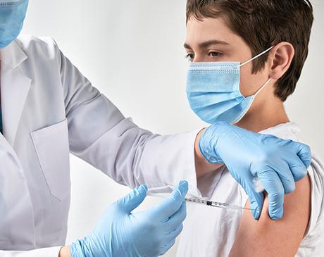 Woman getting immunization